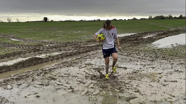 Muddy Football Practise then threw off my shorts and knickers (WAM)