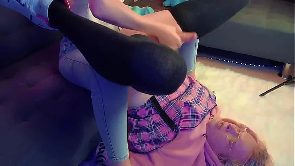 Self cum eating from hot blonde