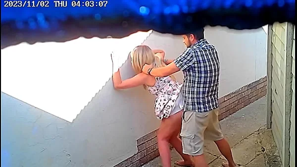 Daring couple caught fucking in public on cctv camera