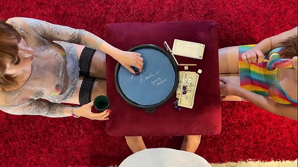 Two Girls One Guy Dice Challenge to Make Him Cum First with Two Incredibly Sexy Hot and Horny Sluts