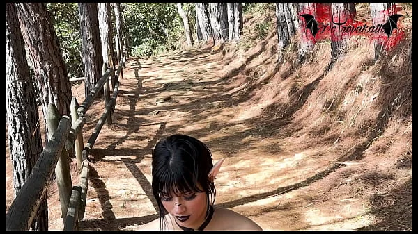 gothic elf, masturbating in the forest
