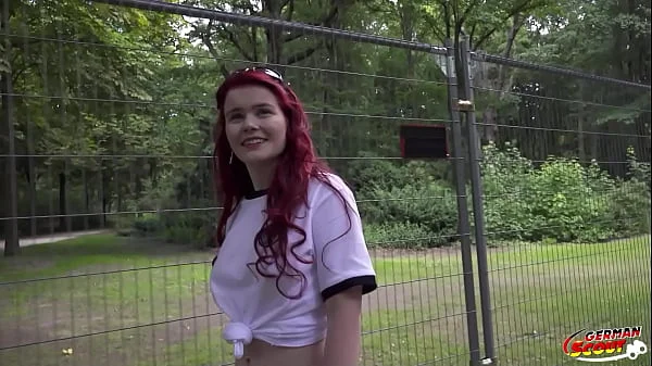 GERMAN SCOUT - Redhead Football Fan Mia May Pickup for Public Anal Fuck at Public Viewing