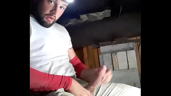 Huge cumshot long fat dick at work