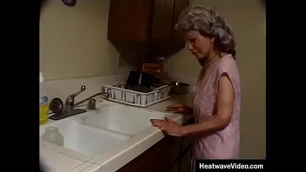 Indecent granny with grey-hair sucks off the black plumber
