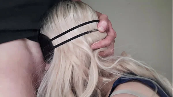 Blindfolded dumb friend's wife tricked into sucking my dick and swallowing cum with the taste game.