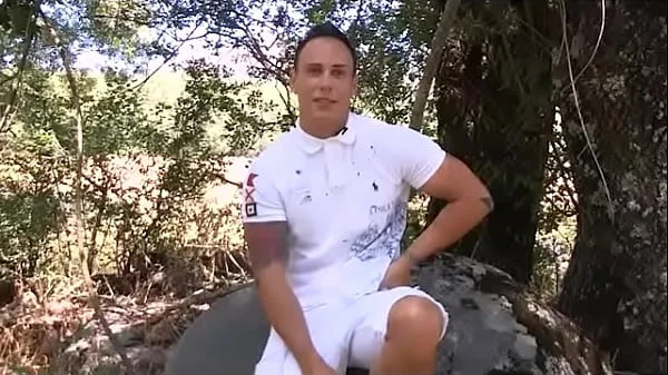 Brunette babe has a naked sex-date with a dude in the middle of the country