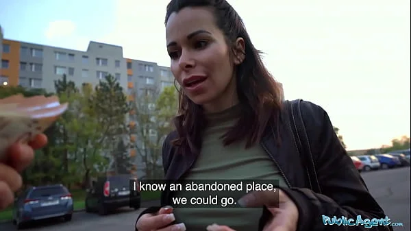 Public Agent Stunning brunette with fantastic tits fucks a stranger to pay a fine