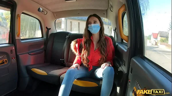 Fake Taxi Cute petite brunette rubs her pussy to keep it warm for the driver to fuck
