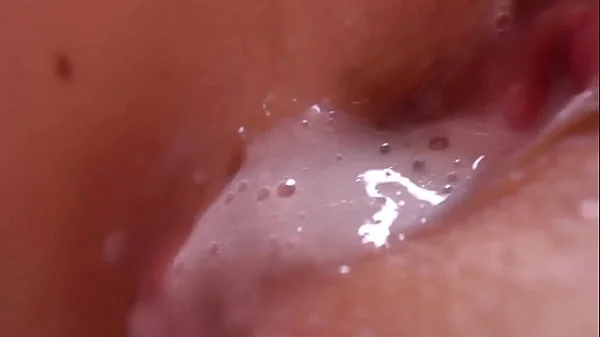 Extremily close-up pussyfucking. Macro Creampie