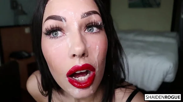 NO HANDS Red Lipstick Deepthroat Leads To A Big Mess On My Face - Shaiden Rogue