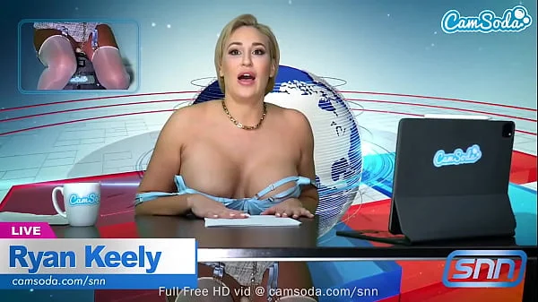 Camsoda - Big Tits MILF Ryan Keely Has Strong Orgasm While Reading The News