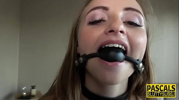 Gagged whore deepthroats Pascals cock