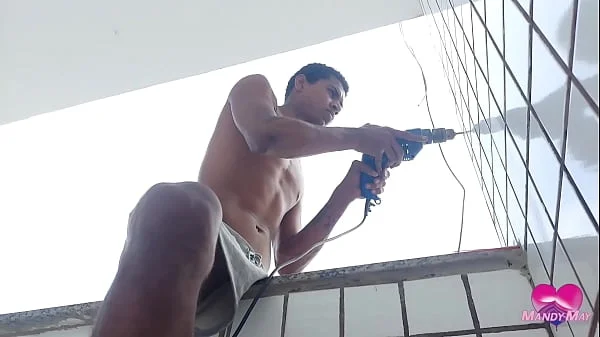 Cumming in her asshole on the balcony