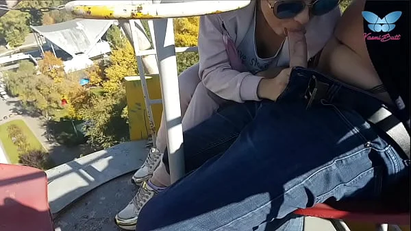 Public blowjob on the ferris wheel from shameless whore